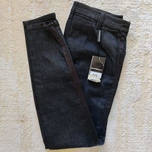 Emporio Armani Jeans with Tuxedo Stripe and Split Hem BLACK size 6